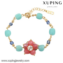 74587 Fashion Newest Colorful Bead Jewelry Flower Bracelet in 18k Gold-Plated